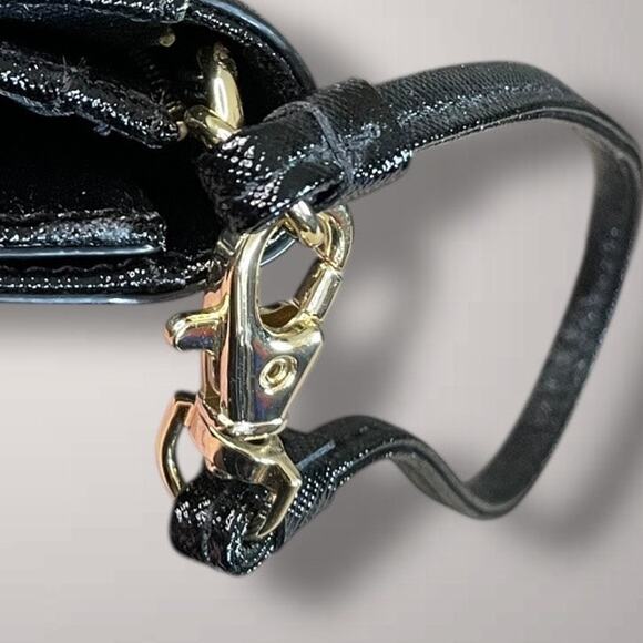 Like New TORY BURCH Black Saffiano Leather Robinson Envelope Wristlet Clutch - Picture 8 of 14